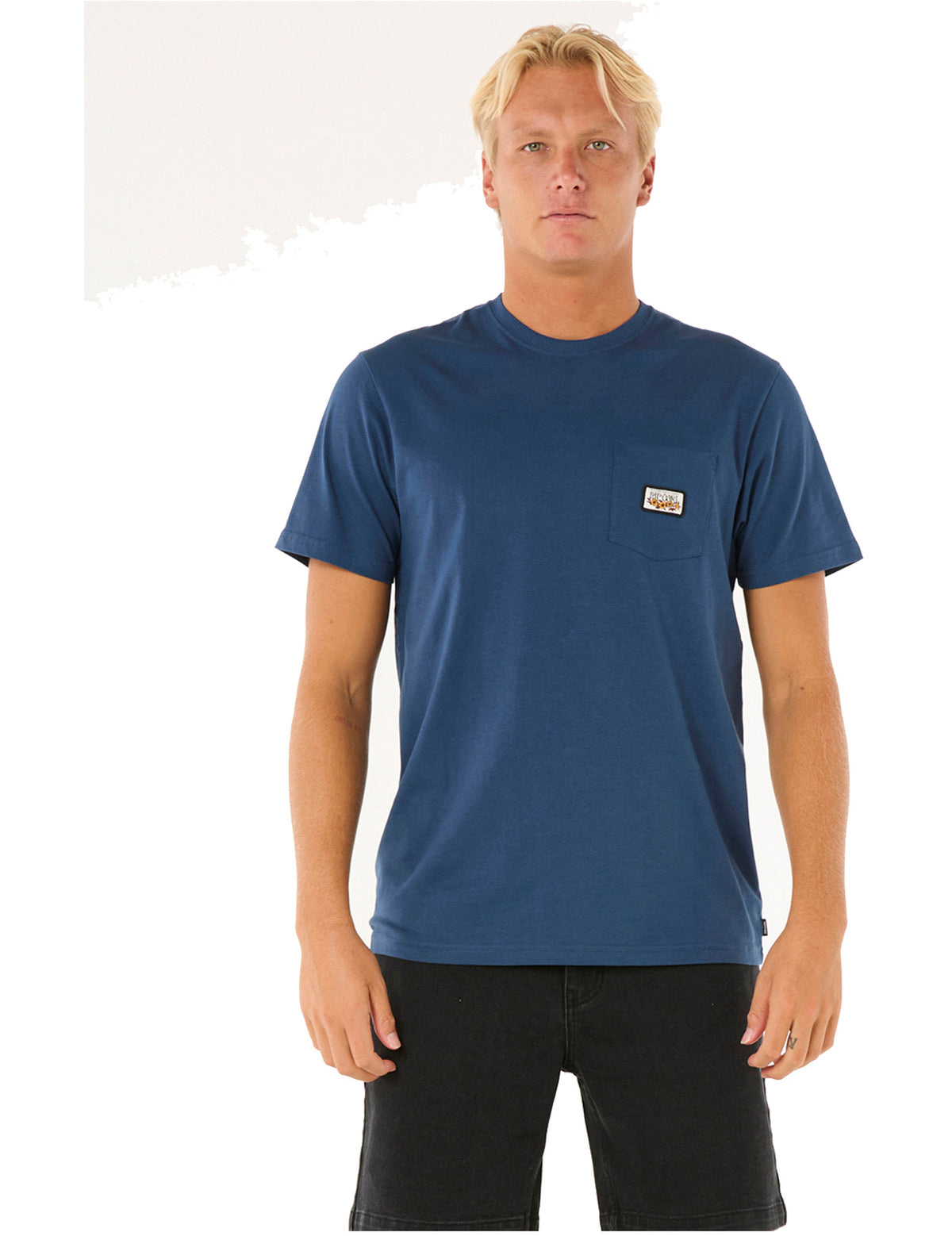 Rip Curl Surf Paradise Badge Short Sleeve T-Shirt in Washed Navy