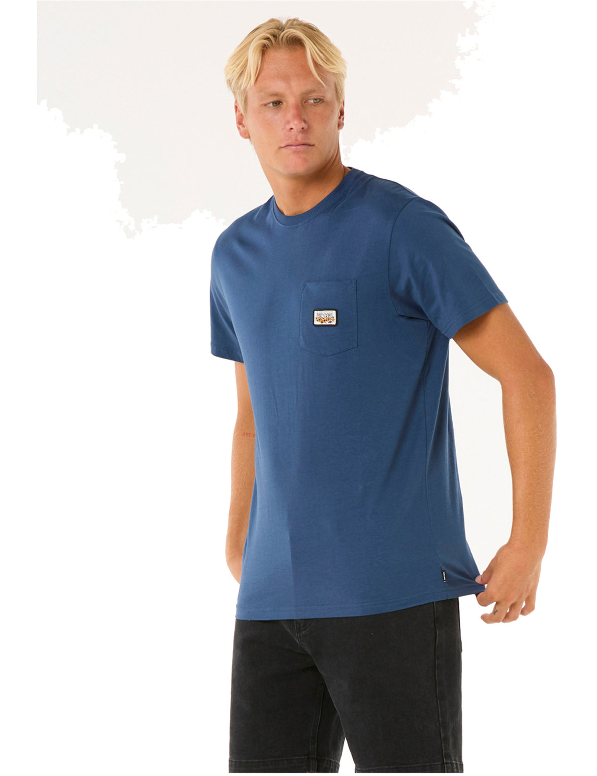 Rip Curl Surf Paradise Badge Short Sleeve T-Shirt in Washed Navy