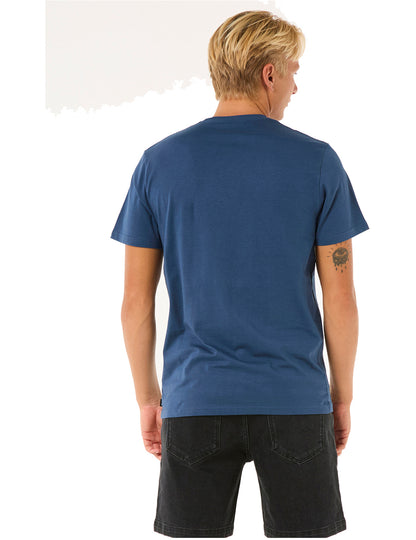Rip Curl Surf Paradise Badge Short Sleeve T-Shirt in Washed Navy