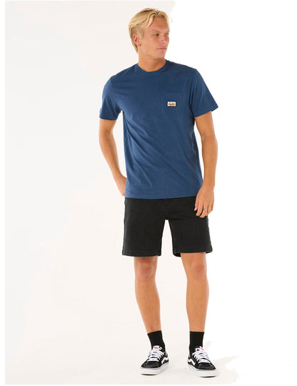 Rip Curl Surf Paradise Badge Short Sleeve T-Shirt in Washed Navy