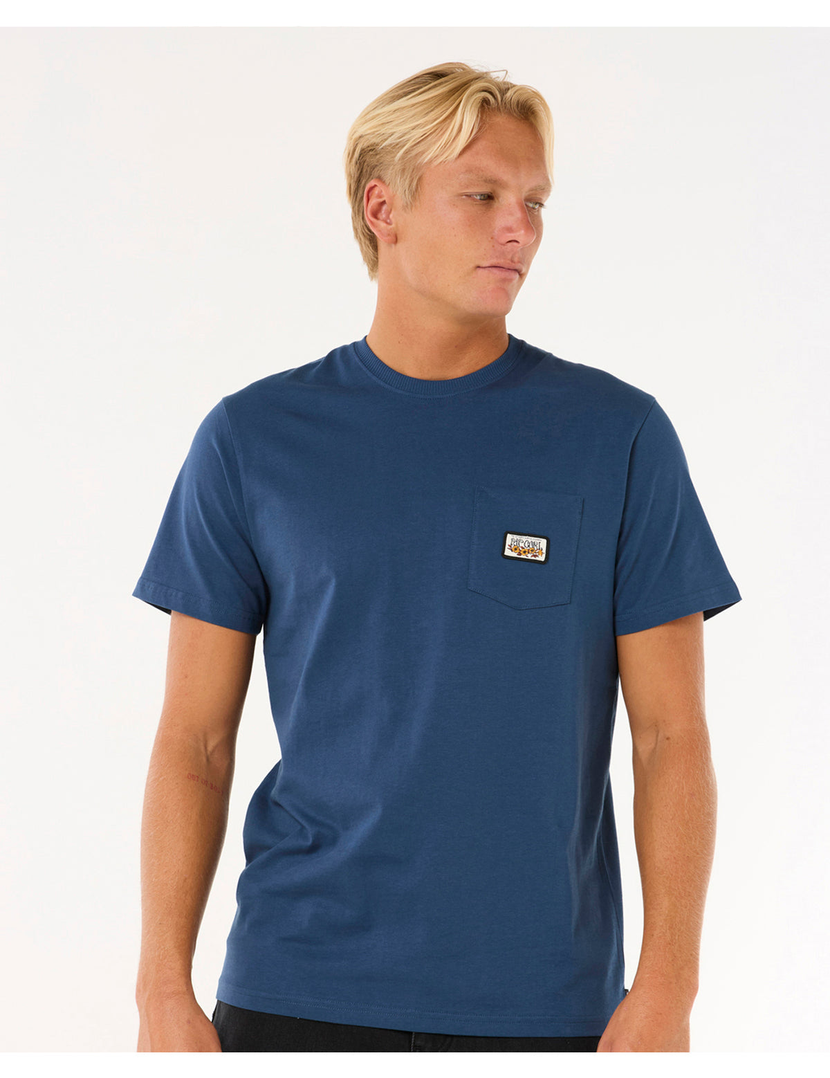 Rip Curl Surf Paradise Badge Short Sleeve T-Shirt in Washed Navy