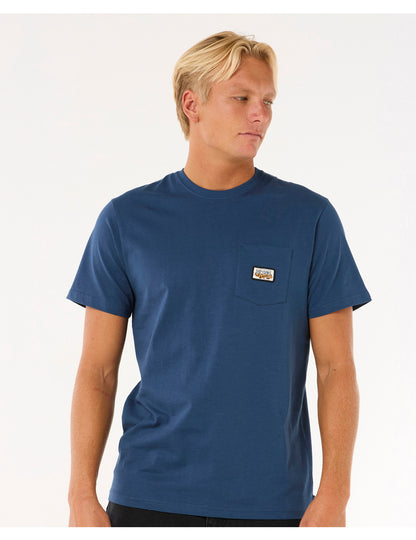 Rip Curl Surf Paradise Badge Short Sleeve T-Shirt in Washed Navy