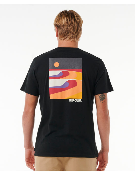 Rip Curl Surf Revival Lined Up Short Sleeve T-Shirt in Black