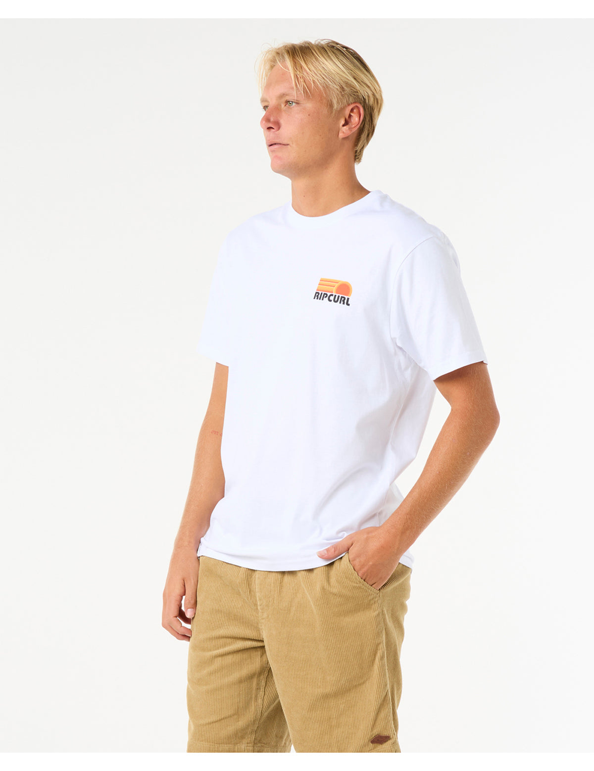 Rip Curl Surf Revival Stacked Short Sleeve T-Shirt in White