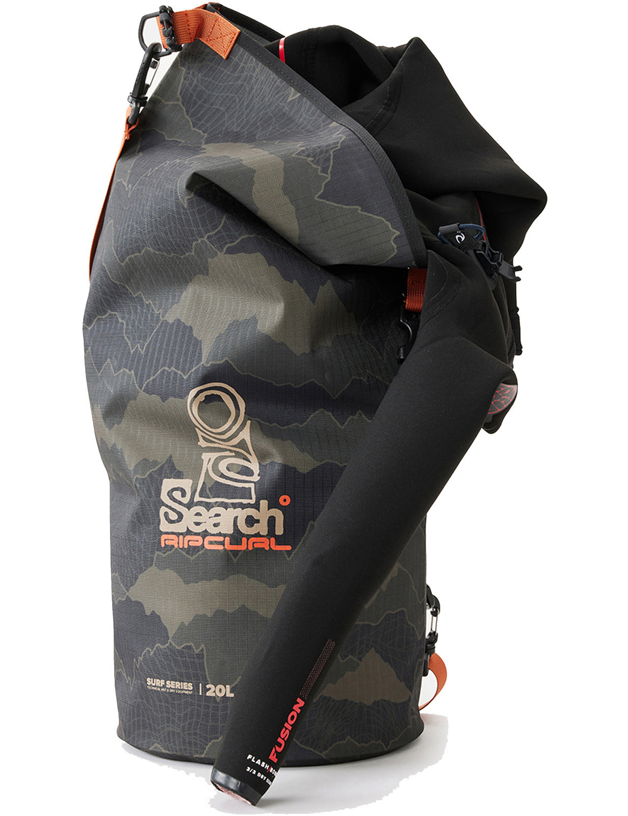 Rip Curl Surf Series Barrel Bag 20L Dry Bag in Black/Olive
