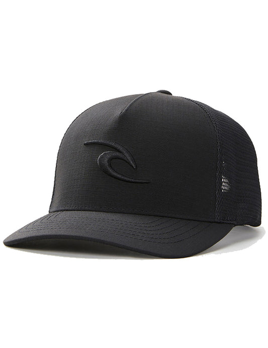 Rip Curl Tepan Flexfit Trucker Curved Peak Cap in Black