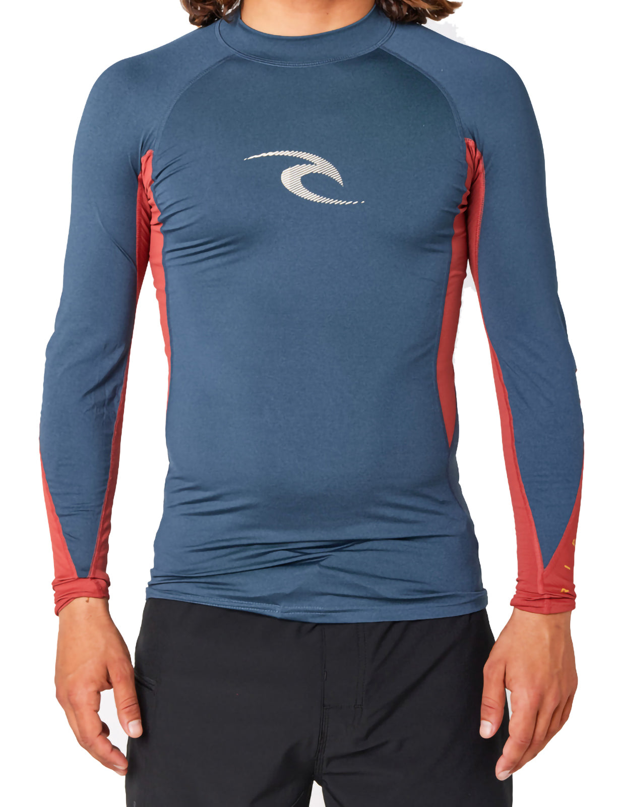 Rip Curl Waves Long Sleeve Rash Vest in Navy Marle