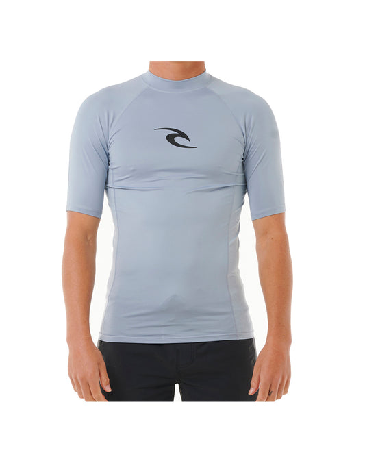 Rip Curl Waves UPF Performance Short Sleeve Rash Vest in Sparky Blue