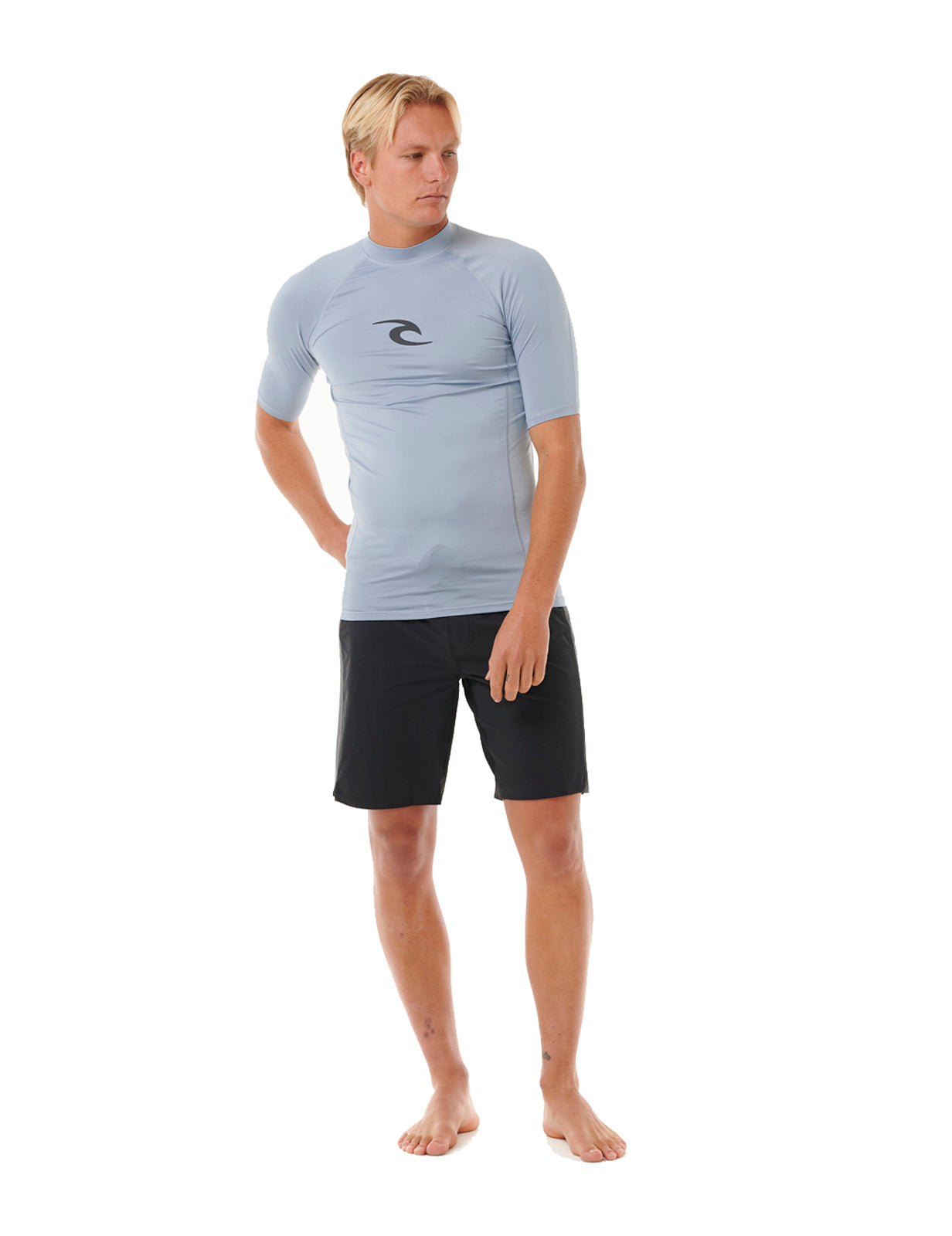 Rip Curl Waves UPF Performance Short Sleeve Rash Vest in Sparky Blue