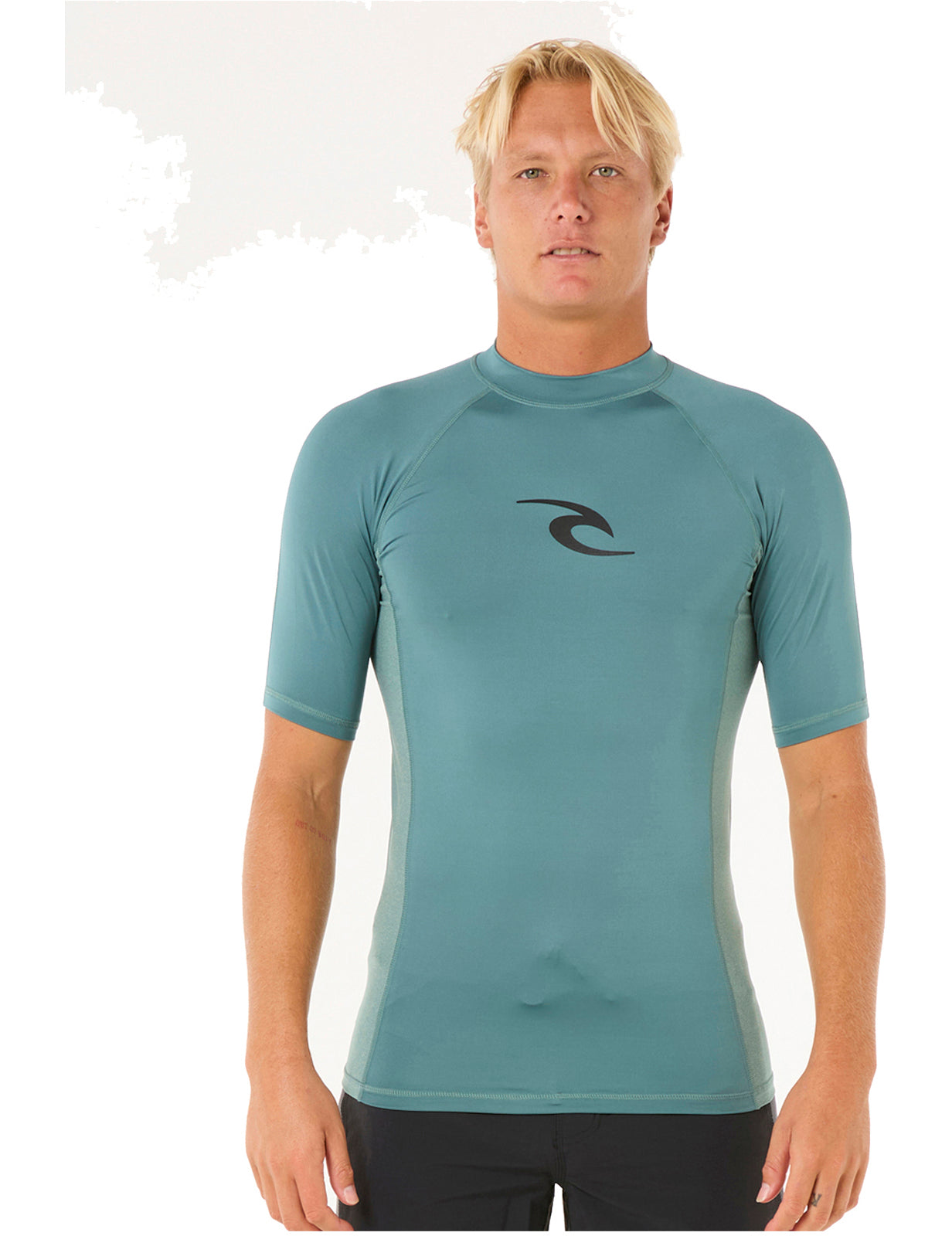 Rip Curl Waves UPF Performance Short Sleeve Rash Vest in Bluestone