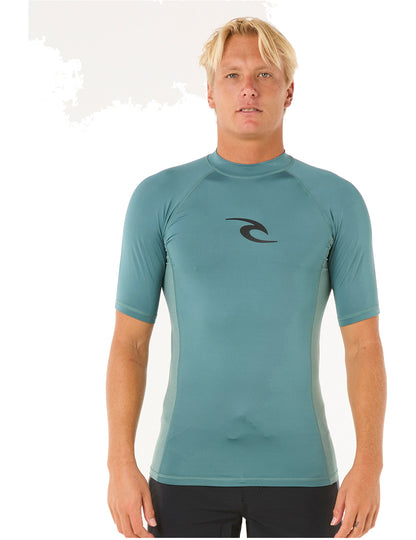 Rip Curl Waves UPF Performance Short Sleeve Rash Vest in Bluestone