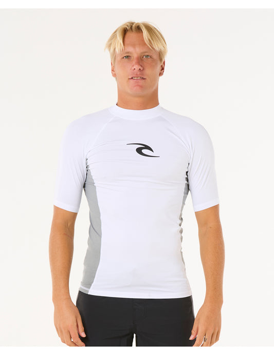 Rip Curl Waves UPF Performance Short Sleeve Rash Vest in White