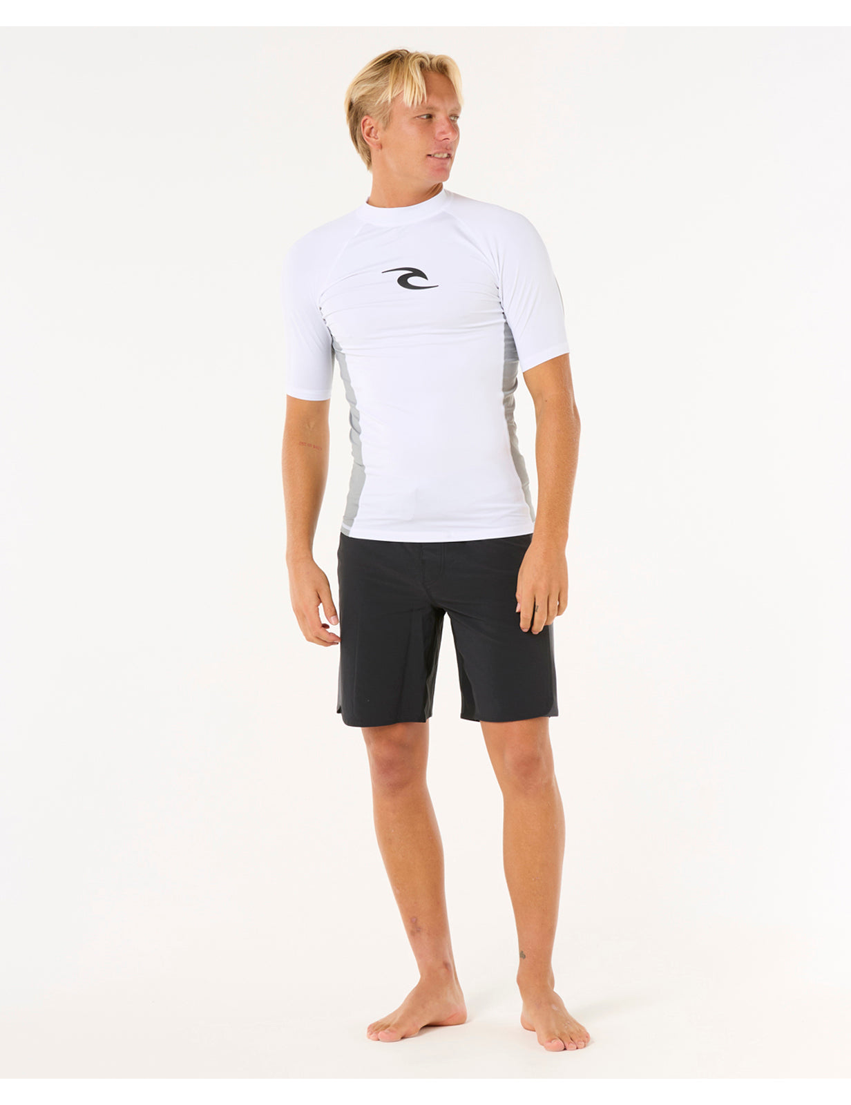 Rip Curl Waves UPF Performance Short Sleeve Rash Vest in White