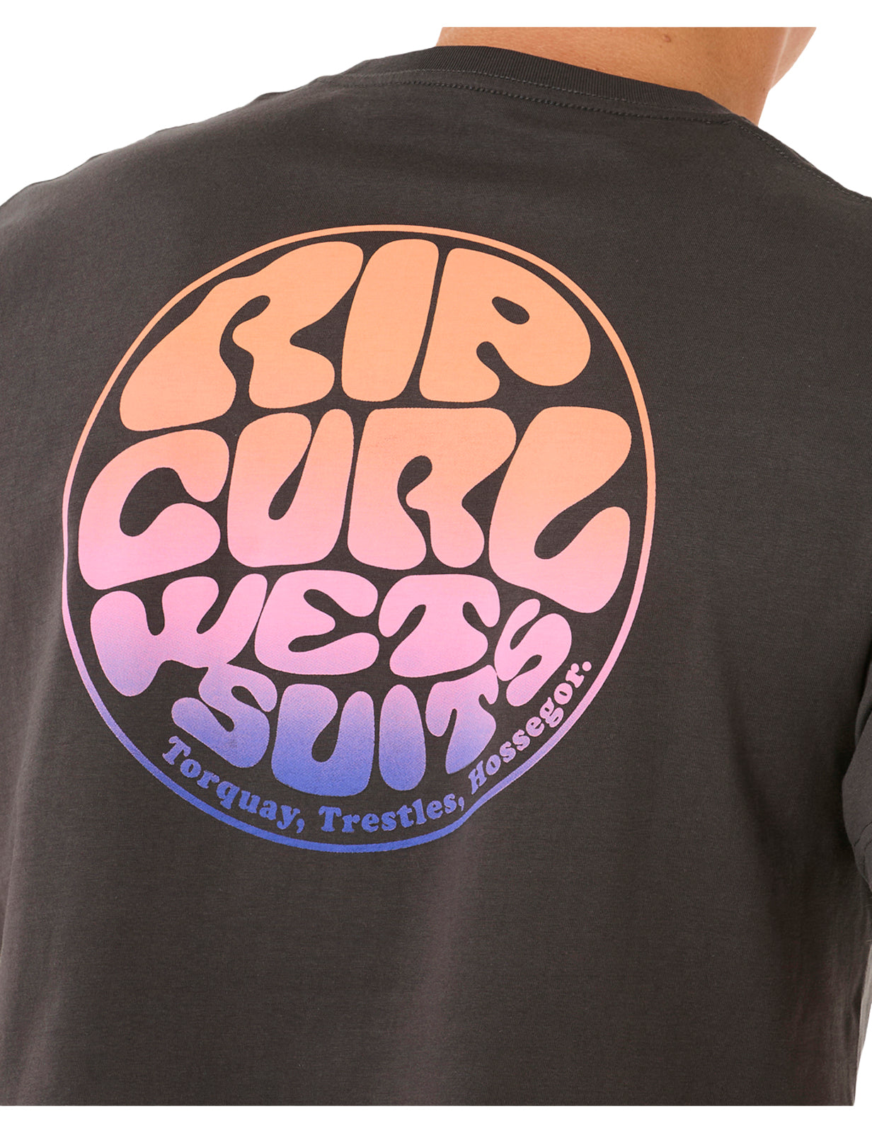 Rip Curl Wettie Passage Icon Short Sleeve T-Shirt in Washed Black
