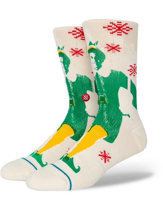 Stance Buddy The Elf Elf Christmas Crew Socks in Off White