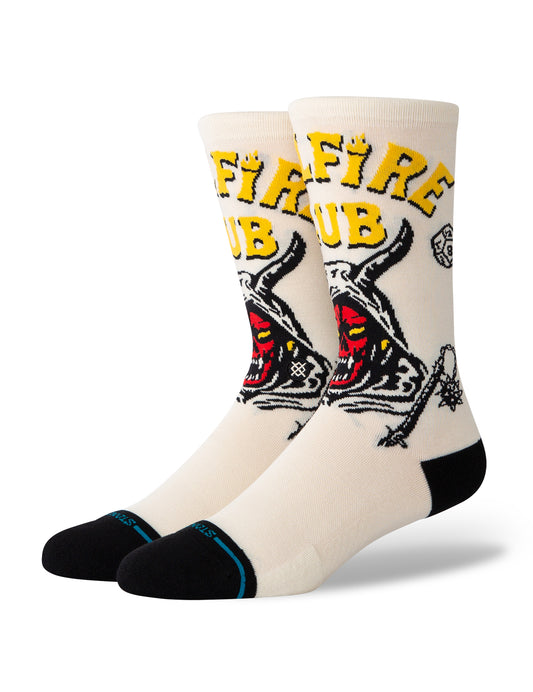 Stance Hellfire Stranger Things Crew Socks in Vintage White