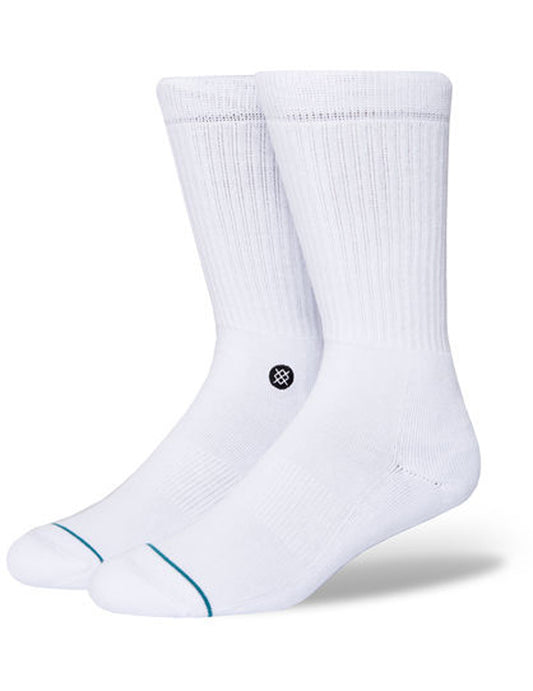 Stance Icon Crew Socks in White/Black