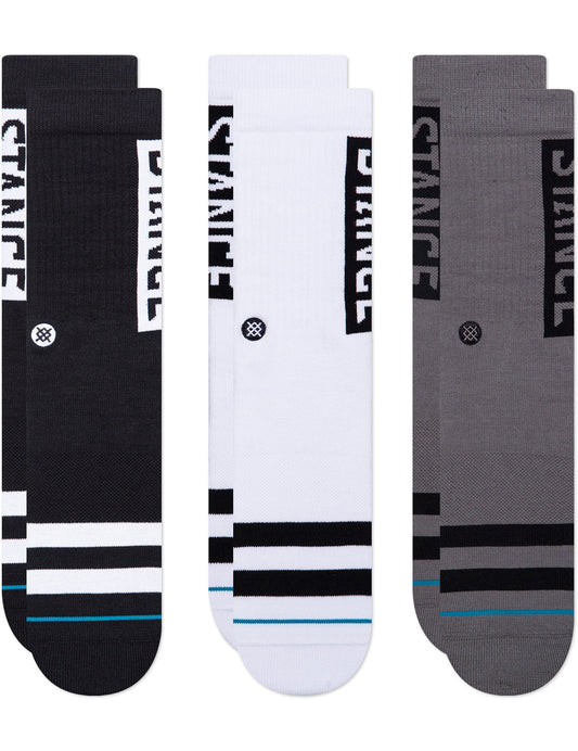 Stance The OG 3 Pack Crew Socks in Black/White