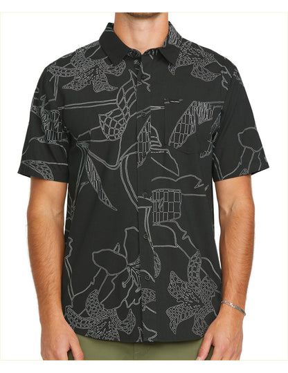 Volcom Cad Floral Short Sleeve Shirt in Stealth