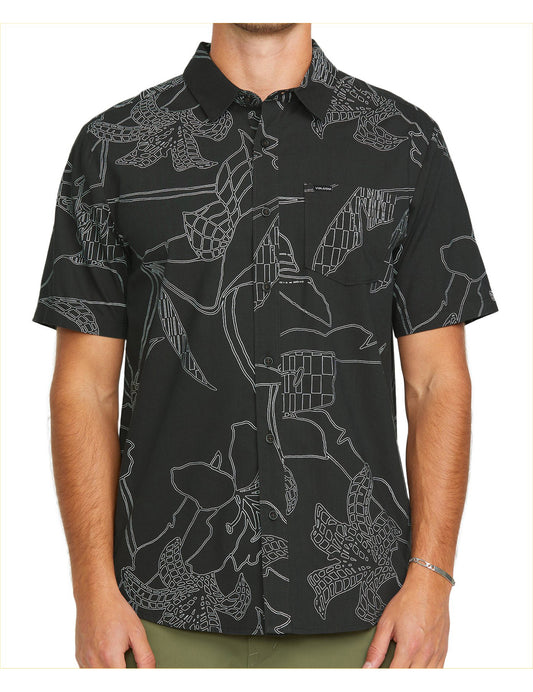 Volcom Cad Floral Short Sleeve Shirt in Stealth