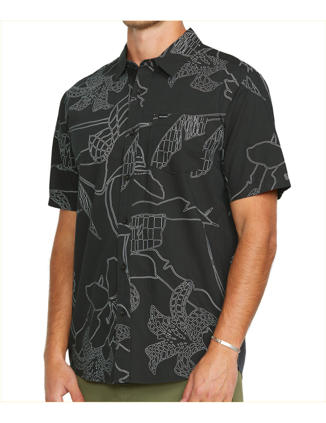 Volcom Cad Floral Short Sleeve Shirt in Stealth