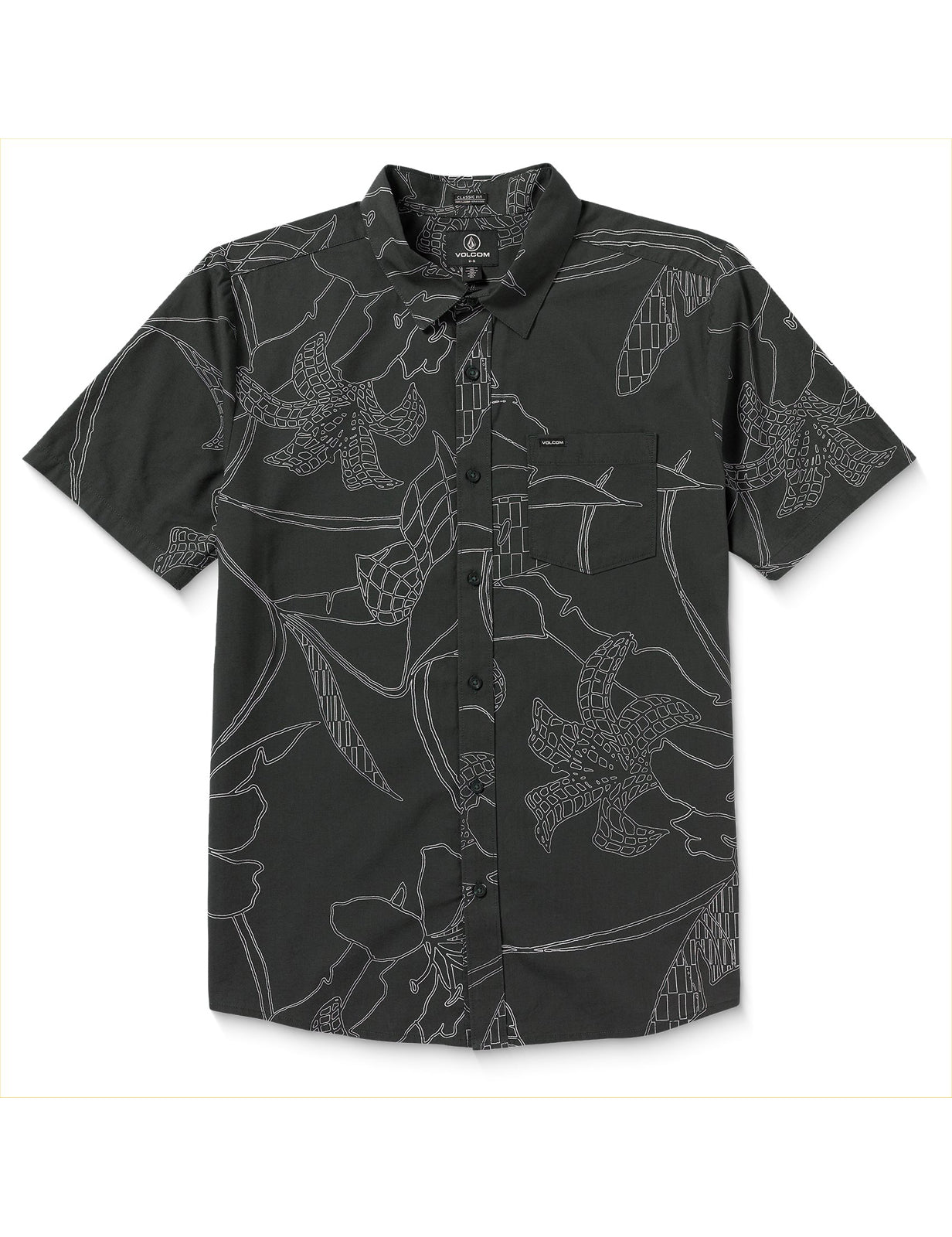 Volcom Cad Floral Short Sleeve Shirt in Stealth