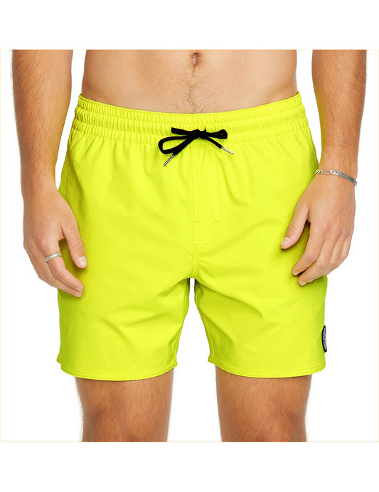 Volcom Lido Solid Trunk 16 Elasticated Boardshorts in Tennis Ball