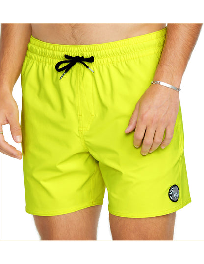 Volcom Lido Solid Trunk 16 Elasticated Boardshorts in Tennis Ball