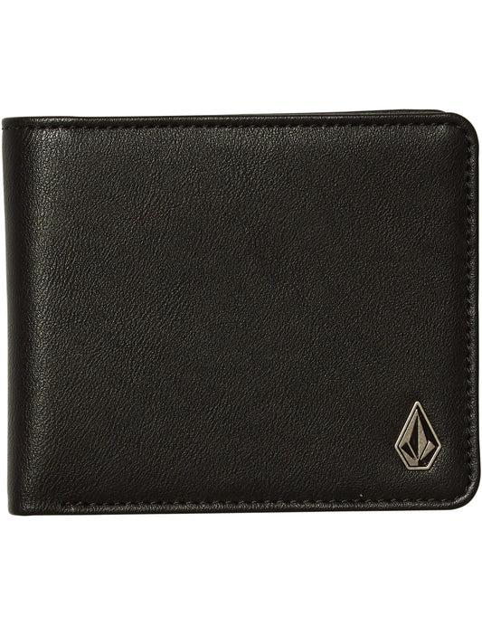 Volcom Slim Stone PU Faux Leather Wallet in Black